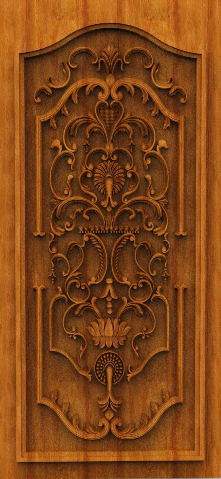 3D DOOR - OAK-100 Classical Ornamental Floral Carved Panel Design